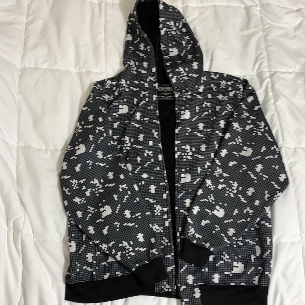 Champs Sports Men’s Black/White Pixelated Fill Zip Hoodie, Size 2XL